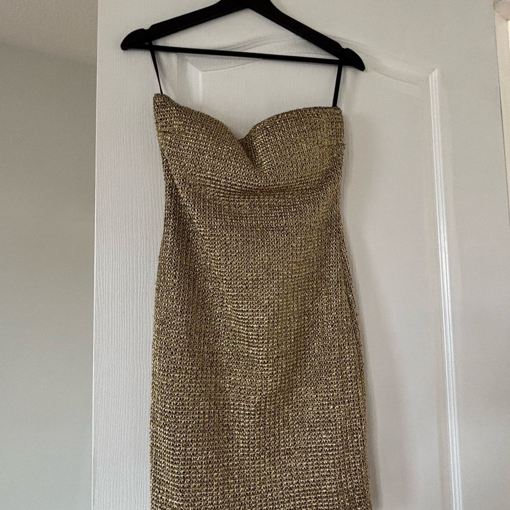 WOW Couture Strapless Metallic Dress